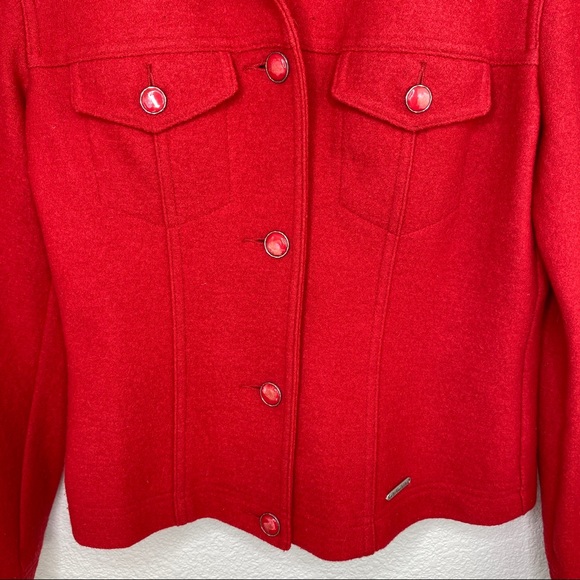 Geiger Collections of Austria Red Wool Button Up - Picture 2 of 8